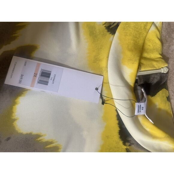 NWT Calvin Klein 2X Jersey Printed Mock Neck Blouse Top - Picture 2 of 6